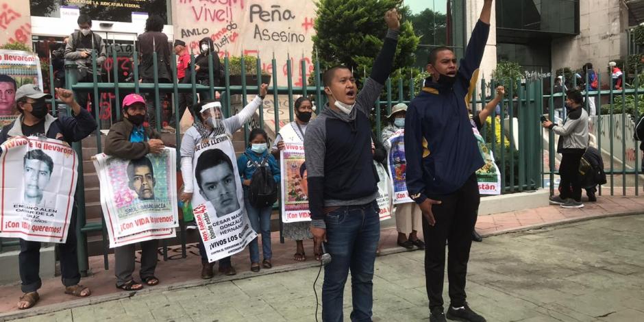 Durante un mitin por caso Ayotzinapa, el 24 de septiembre de 2020.