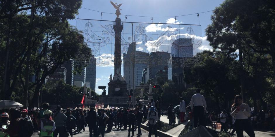 Así luce, al rededor de las 16:30 horas la zona del Ángel de la Independencia en la Ciudad de México