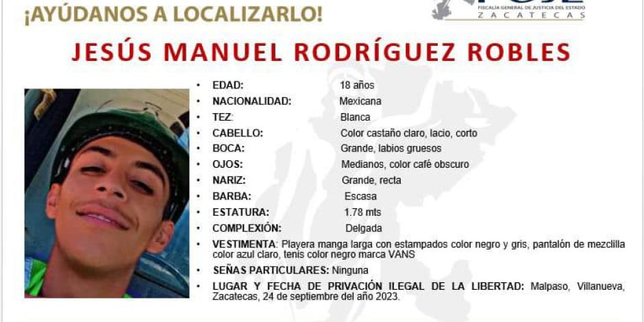La Fiscalía General de Justicia del Estado (FGJE) de Zacatecas reportó la desaparición de 7 jóvenes