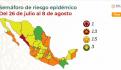 México retrocede en el semáforo COVID: Hay 3 estados en verde, 15 en amarillo, 13 en naranja y uno más en rojo