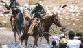 Agentes a caballo disuaden a varios haitianos de ingresar ilegalmente al país en la zona Del Río, Texas, ayer.