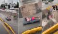 "Me pude salir arrastrando": Mujer cae en coladera sin tapa al evitar asalto en camión