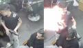 Hombre abandona a su cita durante asalto en restaurante (VIDEO)