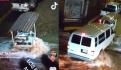 VIDEO. Tinaco de 5 mil litros navega en avenida inundada y choca contra un autobús