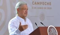 El presidente de México, Andrés Manuel López Obrador, en conferencia matutina en Campeche, el 3 de junio de 2020.