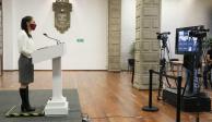 Conferencia de prensa de la Jefa de Gobierno, la semana pasada, en el  Antiguo Palacio del Ayuntamiento.