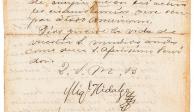Fragmento de la carta firmada por Miguel Hidalgo y Costilla, en la que invita al Coronel Narciso de la Canal, miembro del ejército realista, a unirse al movimiento insurgente.