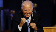 Joe Biden Presidente electo de EU, anoche en Delaware, tras su discurso de victoria.