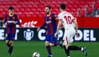 Una acción del duelo entre Barcelona vs Sevilla, de la Semifinal de la Copa del Rey
