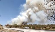 Incendio forestal en el paraje La Lobera, en Valles, Jalisco, ayer.