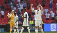 Jugadores de Inglaterra festejan su triunfo sobre Croacia en su debut en la Eurocopa el pasado domingo.