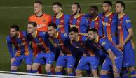 Futbolistas del Barcelona previo a un partido de la campaña pasada.