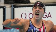 Katie Ledecky, celebra tras ganar la medalla de oro