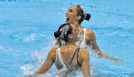 Nuria Diosdado y Joana Jimenez durante su debut en Tokio 2020 en el arranque de la natación artística.
