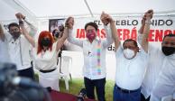 Mario Delgado y Layda Sansores ofrecieron una conferencia de prensa durante el recuento de votos en Campeche.