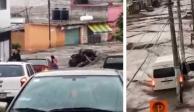 Lluvia afecta calles y desborda canal de aguas negras en el municipio de Ecatepec