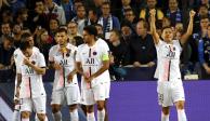 Futbolistas del PSG celebran su gol contra el Brujas en la Champions League, el pasado 15 de septiembre.