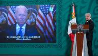 AMLO presentó un video del mandatario de EU, Joe Biden, en conferencia matutina, este martes.