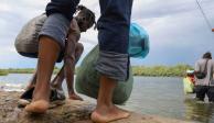 La imagen da cuenta del éxodo de migrantes haitianos a través del río Bravo