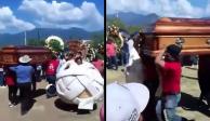 Un empleado con disfraz de queso Oaxaca bailó en el funeral del dueño de una cremería