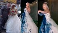 Una joven celebró su divorcio llenando de pintura su vestido de novia y quemándolo