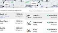 Usuarios adjuntaron capturas de pantalla como evidencia de las altas tarifa en Uber.