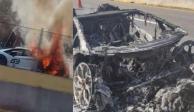 Lamborghini se estrelló y prendió en llamas en la Autopista del Sol.