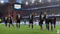 Jugadores de la Juventus festejan un gol contra la Sampdoria en la Serie A de Italia.