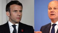 El presidente francés, Emmanuel Macron y el canciller alemán, Olaf Scholz