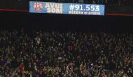 Un total de 91 mil 553 personas acudieron al Estadio Camp Nou para el clásico español entre Barcelona y Real Madrid.