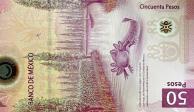 El billete de 50 pesos que presenta a un ajolote fue nombrado el mejor de 2021.