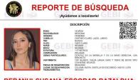 Ficha de búsqueda de Debanhi Escobar, joven desaparecida el pasado viernes en Nuevo León.