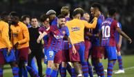 Jordi Alba celebra el gol con el que el Barcelona venció en la agonía al Betis en el Benito Villamarín.