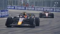 Max Verstappen y Charles Leclerc durante el Gran Premio de Miami de la F1.
