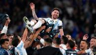 Lionel Messi en los festejos tras la victoria de Argentina sobre Italia en la Finalissima, el pasado 1 de junio.