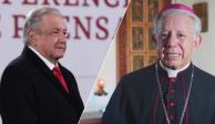 Tras críticas del Presidente López Obrador (Izq.), el&nbsp;monseñor Ramón Castro Castro (der.) asegura que Iglesia no es hipócrita.&nbsp;