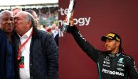 Lewis Hamilton, piloto de Mercedes, reaccionó a la foto de la celebración del papá de Checo con el suyo en el GP de Gran Bretaña de F1.