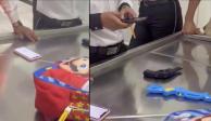 Niño es detenido en el AICM luego de que hallaran dos armas de juguete en su mochila. Foto: Especial