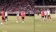 Lionel Messi y Sergio Ramos se calentaron durante un entrenamiento del PSG.