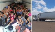 INM rescató a 127 migrantes hacinados en un tráiler sobre carretera federal de Coahuila.