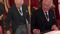 Le llueven criticas al rey Carlos III por gestos durante su ceremonia de proclamación, ayer.
