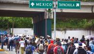 Un grupo de migrantes, en su salida de Chiapas