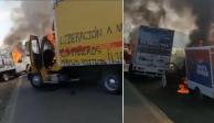 Normalistas incendian autos en Michoacán para exigir liberación de sus compañeros.