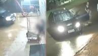 Por presunta venganza, una mujer lanzó su auto contra su padrastro en calles de Brasil.