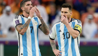 Rodrigo De Paul y Lionel Messi durante un partido de Argentina en Qatar 2022.