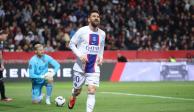 Lionel Messi festeja su histórico gol en el juego entre PSG y Niza.