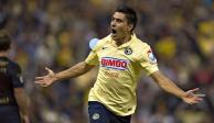 Paolo Goltz festeja su gol en el América vs Pumas de los cuartos de final de vuelta del Apertura 2014, el único clásico capitalino que Antonio Mohamed ganó al frente de las Águilas.