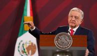 Presidente López Obrador durante la conferencia matutina de este lunes 1 de mayo.