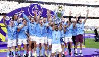 Manchester City celebra el título de la Premier League.