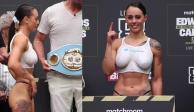 La boxeadora Cherneka Johnson promovió su perfil de OnlyFans en el pesaje previo a su pelea contra Ellie Scotney.